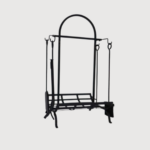 2en1 Serviteur et Porte bûches de cheminée en acier noir - ONELY