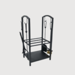 2en1 Serviteur et Porte bûches de cheminée en acier noir - NEEVA