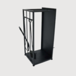 2en1 Serviteur et Porte bûches de cheminée en acier noir - ONDE